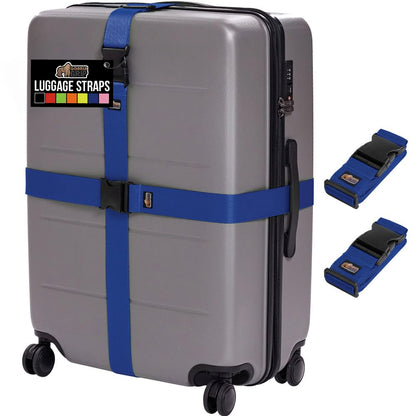 GORILLA GRIP Heavy Duty Luggage Straps for Suitcase, 4 Pack, Black