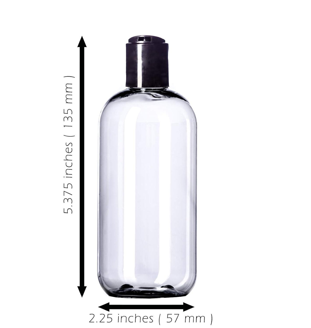 8oz Plastic Bottles (6 Pack) BPA-Free Squeeze Clear Toiletries and Shampoo Containers with Disc Cap, Labels Included for Travel