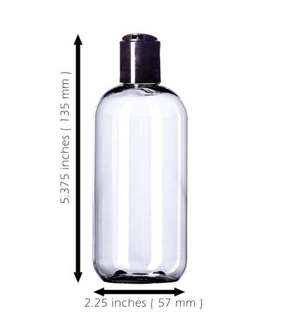 8oz Plastic Bottles (6 Pack) BPA-Free Squeeze Clear Toiletries and Shampoo Containers with Disc Cap, Labels Included for Travel