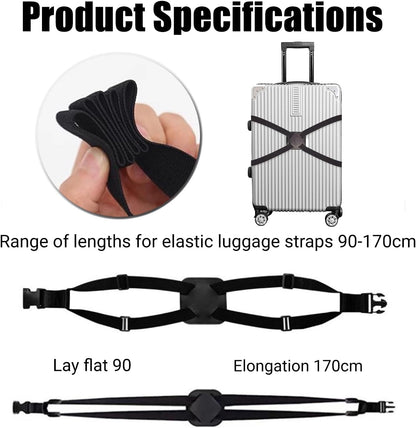 Luggage Straps, Elastic Travel Straps for Securing Luggage, Suitcase & Bag Organizer, Adjustable Hold-Down Straps for Travel Accessories, Carry-On, Checked Bags, Ideal for Travelers (4PCS)