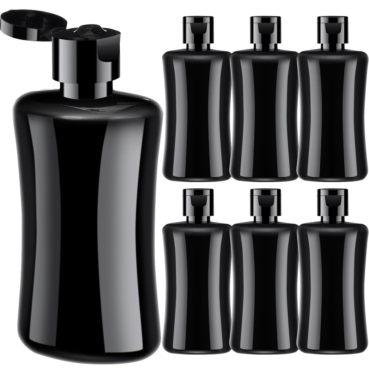 Domensi 50 Pcs 3.4 oz Black Travel Squeeze Bottles with Lids