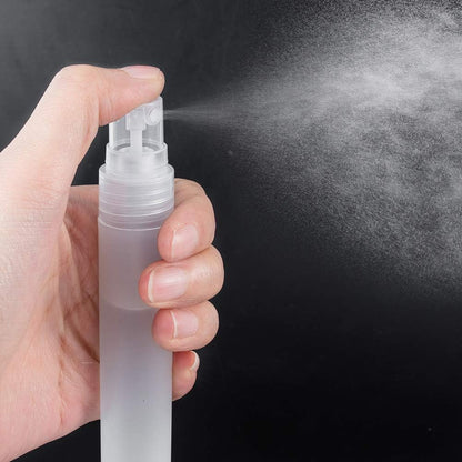 BENECREAT 12PCS 20ml Mini Plastic Spritzer Bottle Frosted Fine Mist Spray Tubes, 2PCS Transfer Pumps, 4PCS Funnels and 4PCS Pipettes for Perfume Lotion Liquids