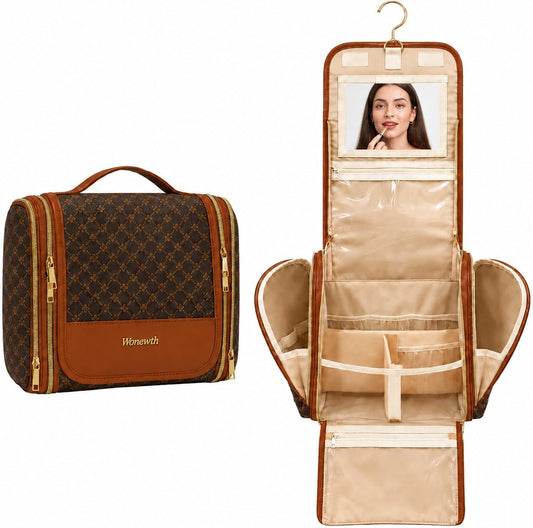 Women Travel Toiletry Bag Large Hanging Toiletry Bag with Mirror