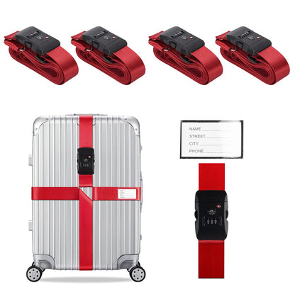 Veki Cross Luggage Straps Set TSA Approved with Lock, Black*2pcs