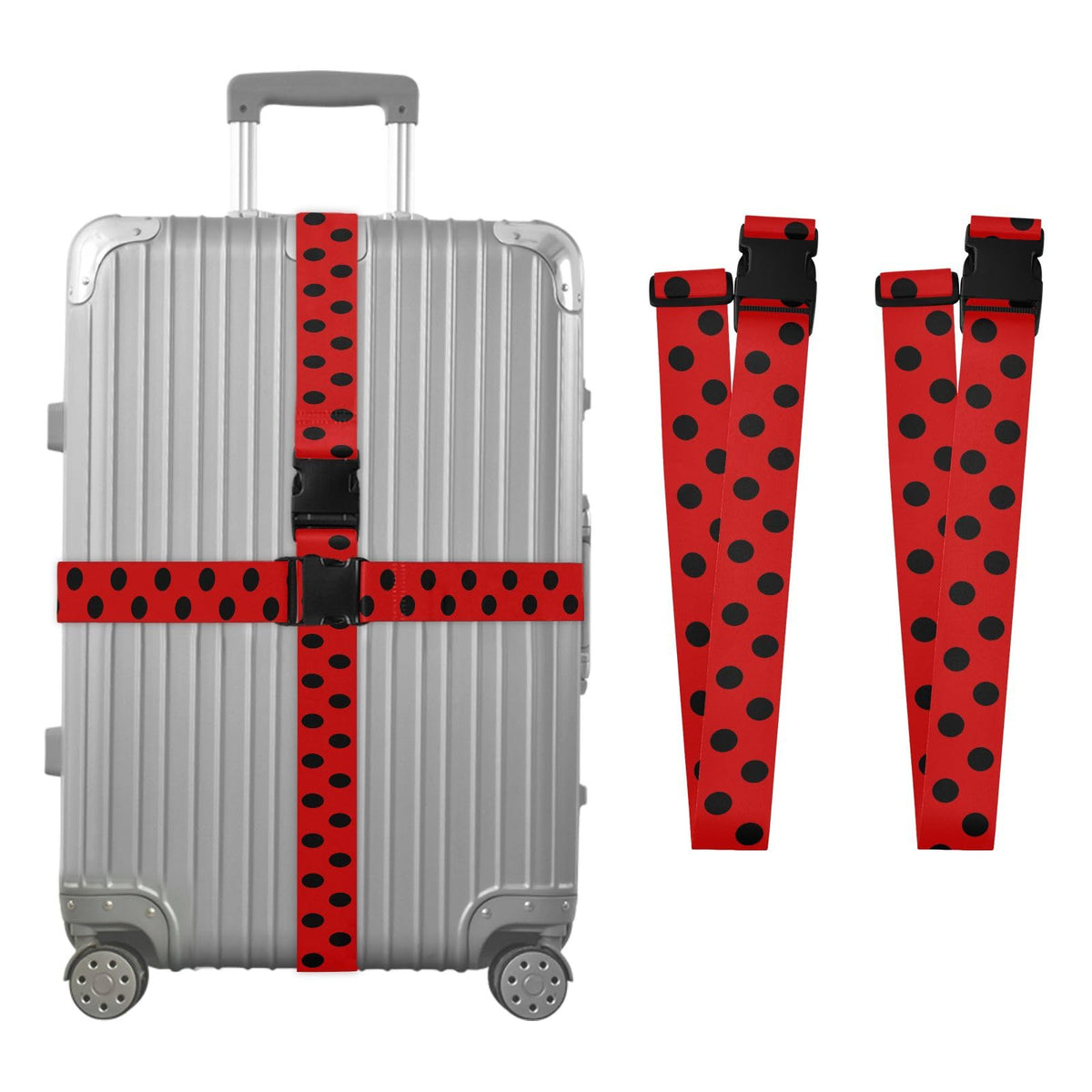 Red White Polka Dot Luggage Straps for Suitcases Luggage Belt Suitcase Strap with Buckles Packing Travel Adjustable 2 Pack
