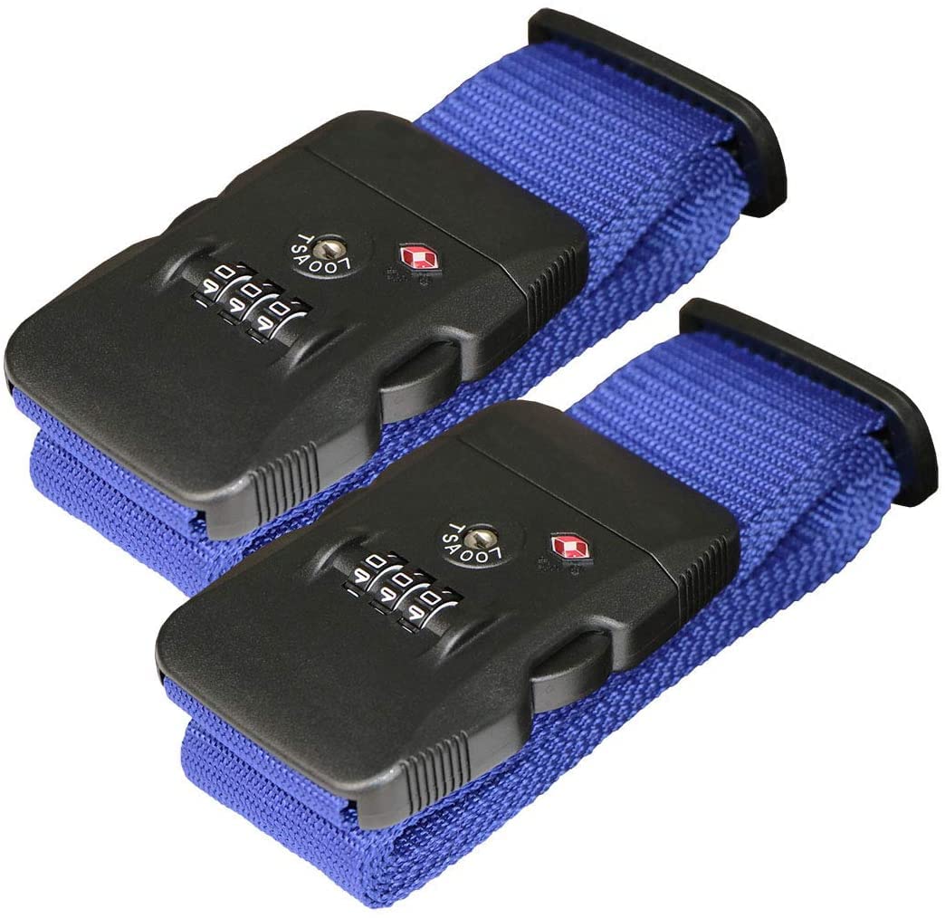 Travel Luggage Strap Adjustable Suitcase Packing Belt with TSA Combination Lock(Rainbow 2 Pack)