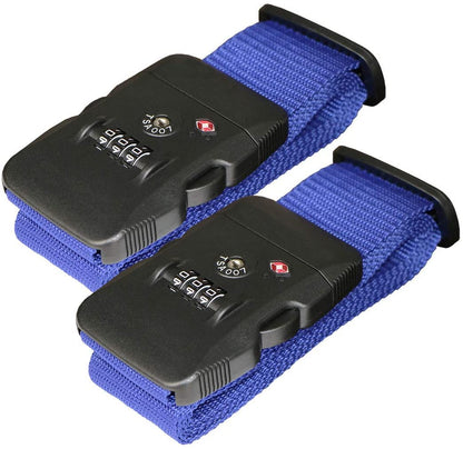 Travel Luggage Strap Adjustable Suitcase Packing Belt with TSA Combination Lock(Rainbow 2 Pack)