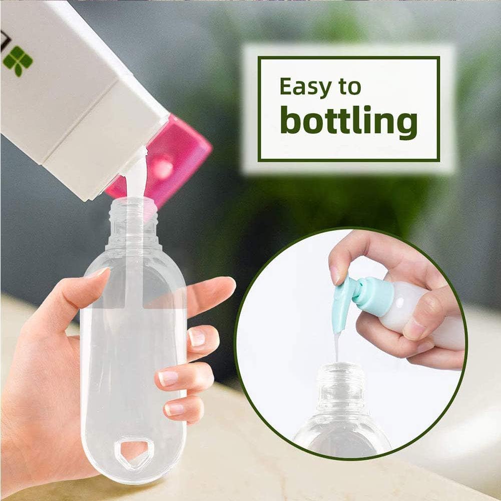 30 Pack Travel Plastic Clear Keychain Bottles, Leakproof Refillable Empty Bottles Portable Squeeze Containers with Flip Cap(50ml/1.7oz)