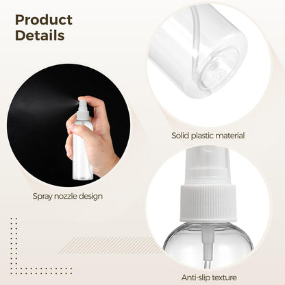 OMISTAR 48 Pcs 4 oz Plastic Spray Bottles - 120 ML Travel Size, Fine Mist Sprayers, Ideal for Perfumes, Cosmetics, Cleaning Solutions, and More, WhiteClear