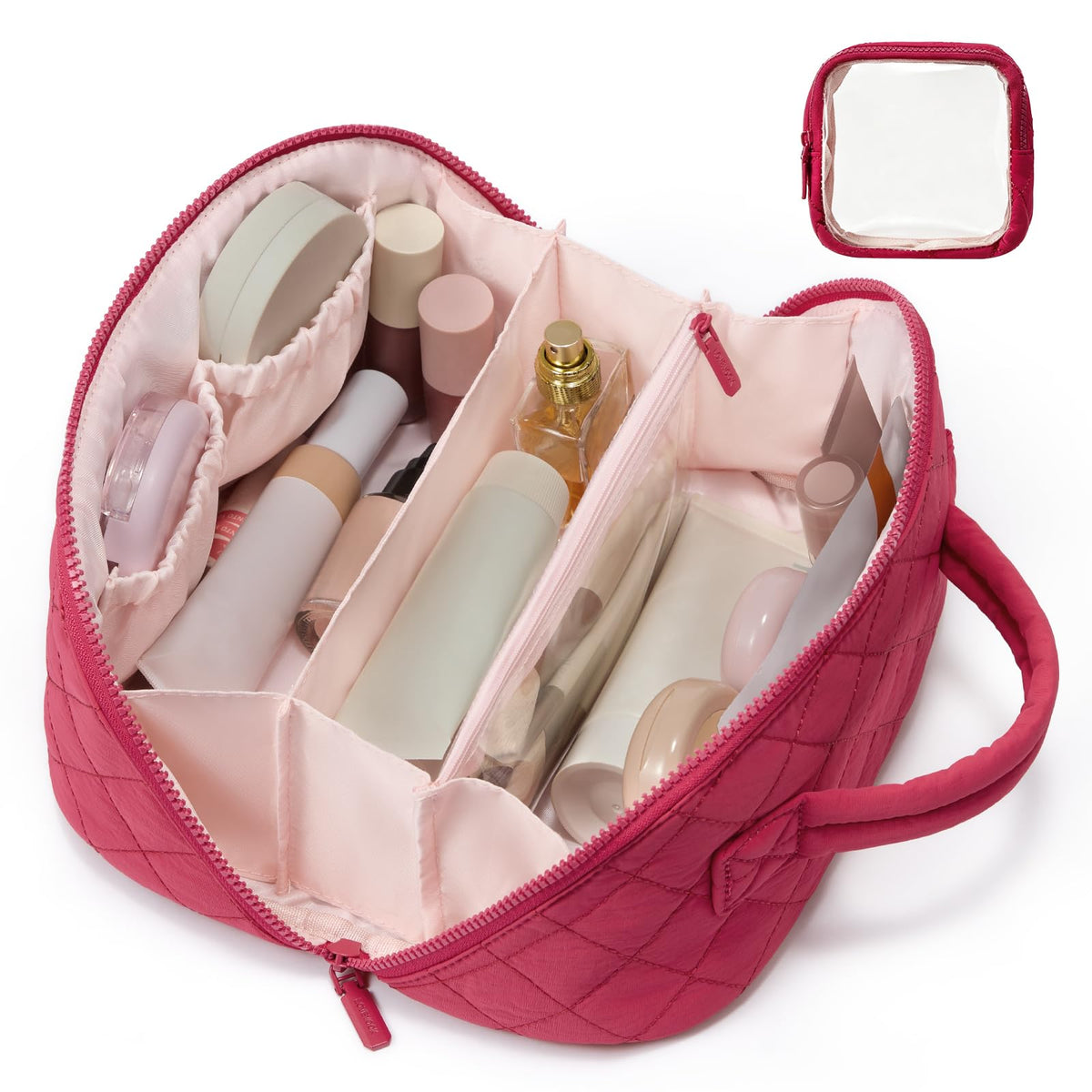 LOVEVOOK Travel Makeup Bag for Women With Mirror, Small Toiletry Bag