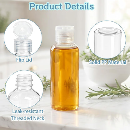 204 Pcs 2 oz Clear Plastic Empty Bottles with Colorless Flip Cap Small Travel Size Shampoo Bottles Transparent Dispenser Container for Liquids Lotion Toiletries