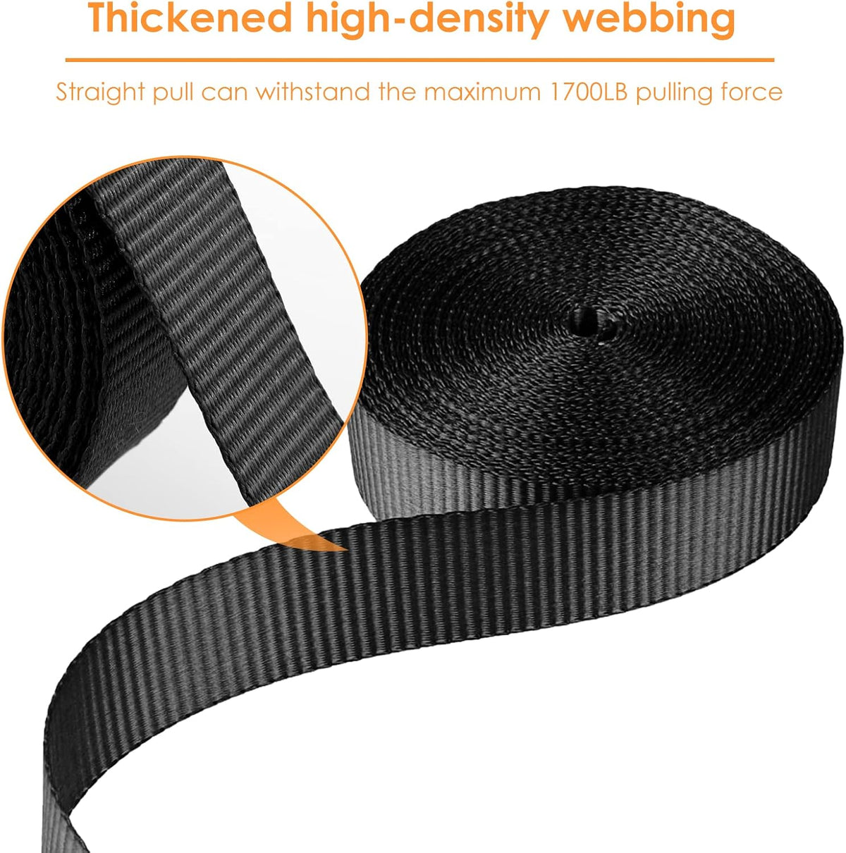 LIFERUN 10-Pack 1 in x 20 ft Endless Ratchet Straps, 1760 lb, Black