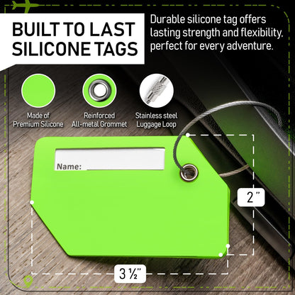 Untethered Travel Set: Luggage Straps & Silicone Tags, 4-Pack, Green