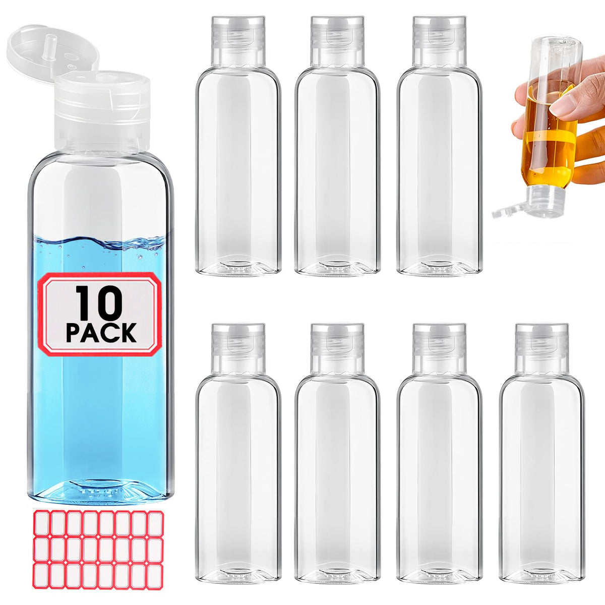 100pcs Empty 3.4 oz Travel Bottles with Flip Cap for Liquids Lotion