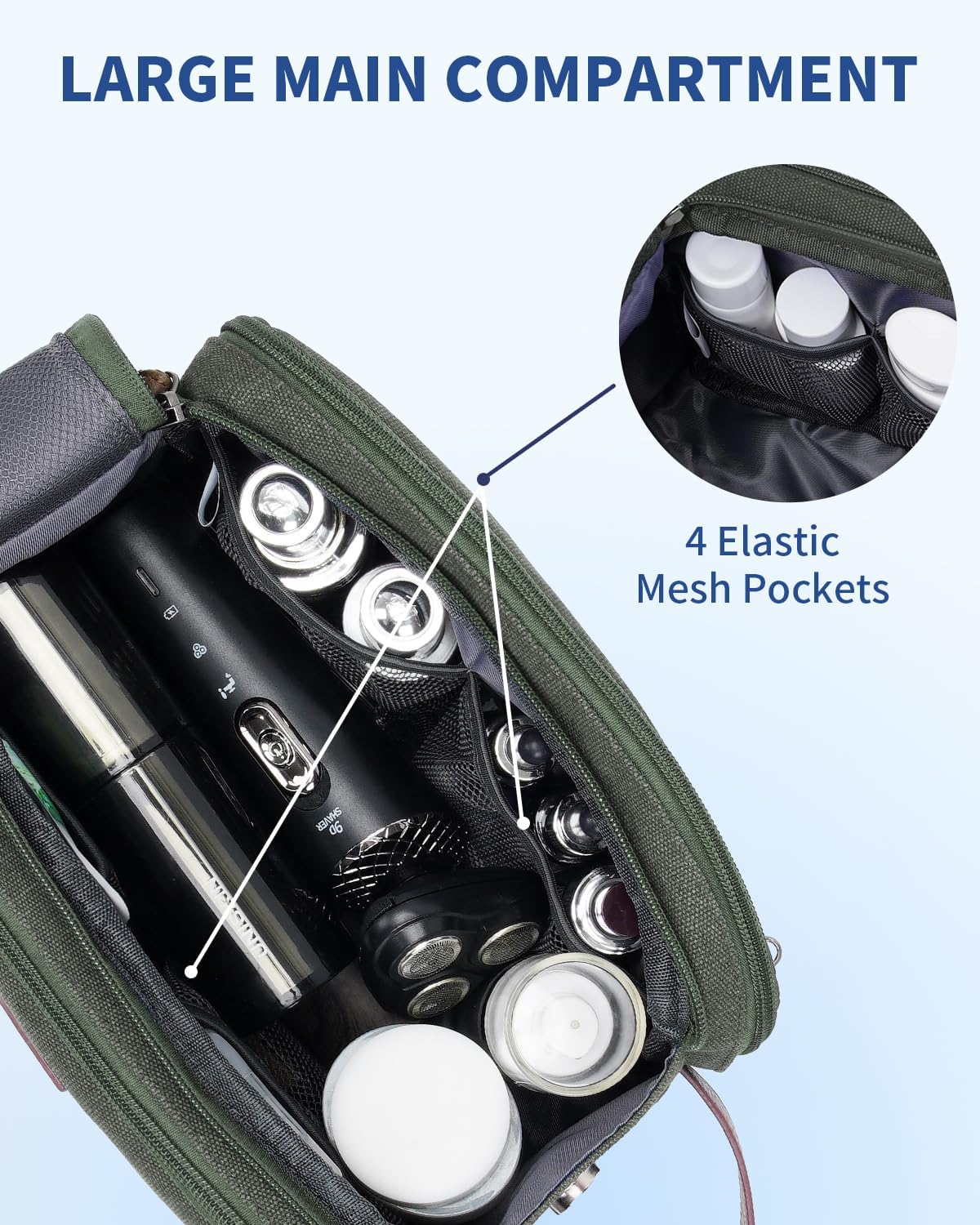 WANDF Travel Toiletry Bag for Men, Canvas Shaving Dopp Kit