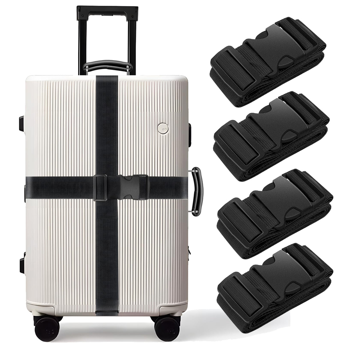 BILIONE Luggage Straps for Suitcases,79" Long Adjustable Luggage Belts