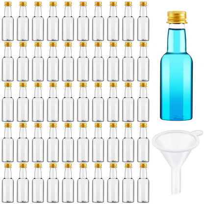 Tessco for you 100 Pcs Mini Liquor Bottles with Gold Lids, 0.8 oz