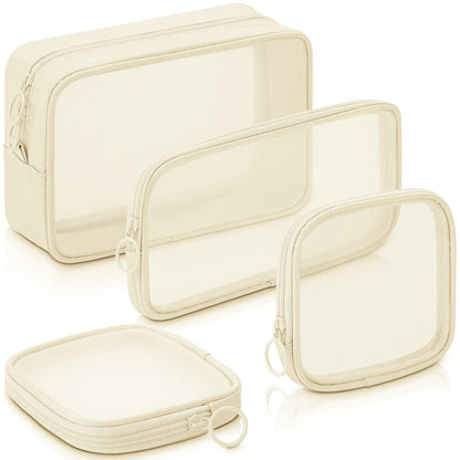 Weewooday 4Pcs Mesh Makeup Bag, Gray, Small, Large, Medium, Classic