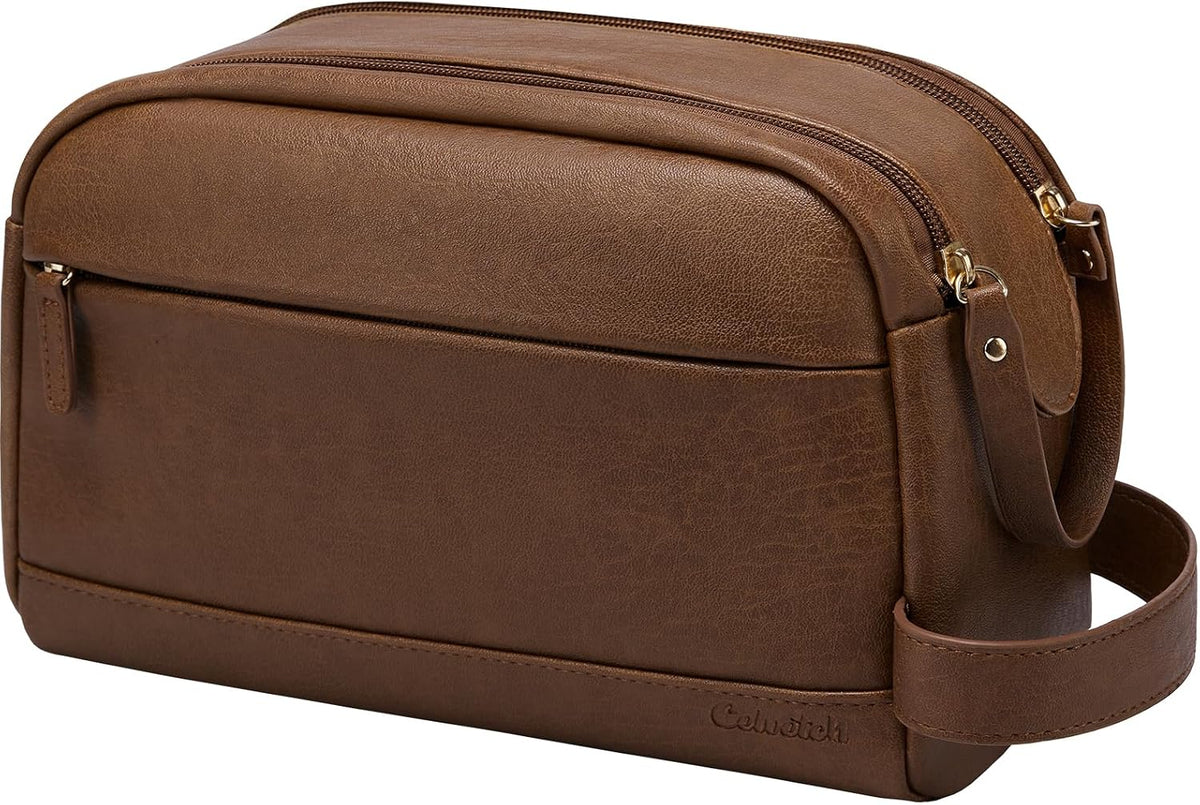 PU Leather Toiletry Bag for Men, Brown