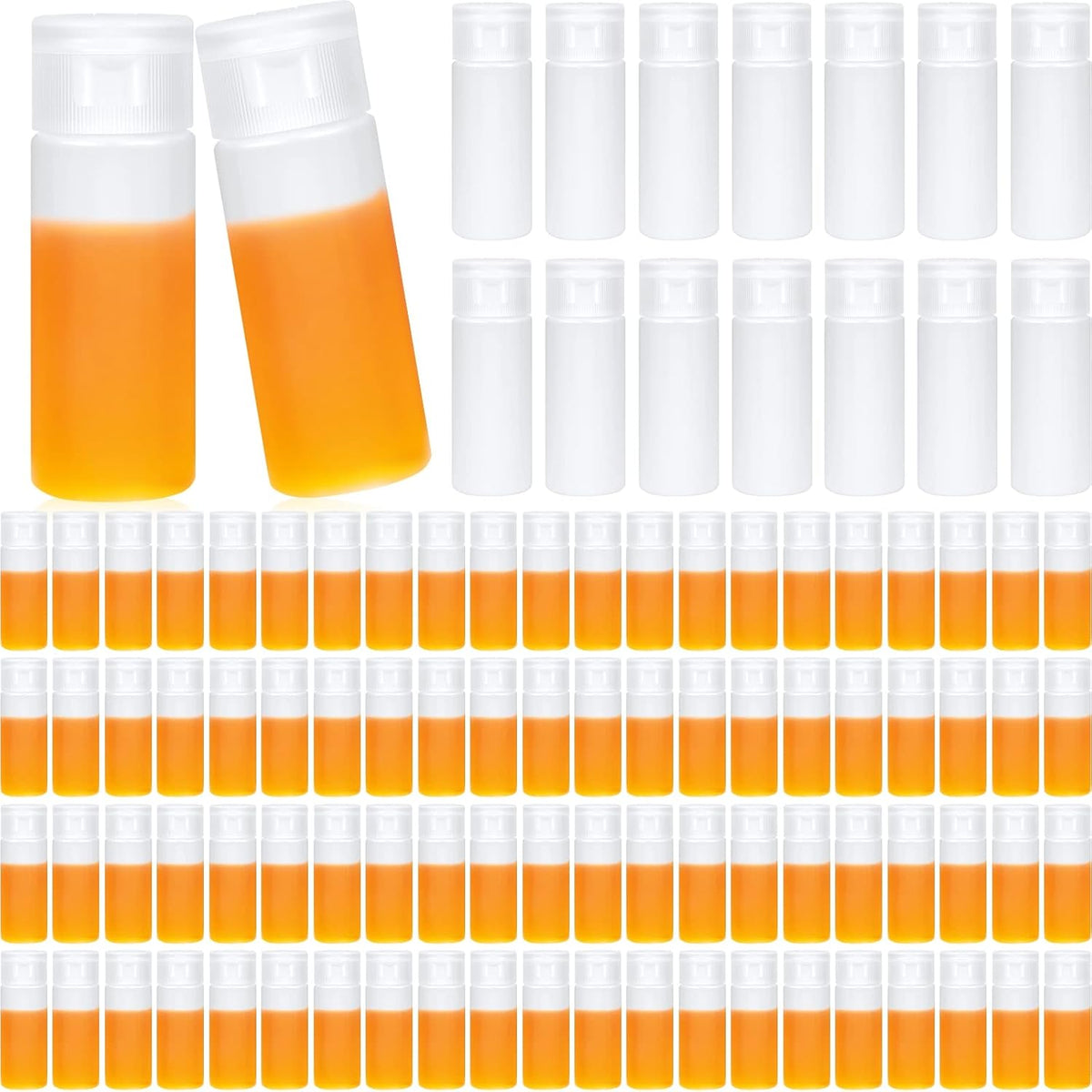 Nuogo 100 Pcs 12ml 0.4oz Mini Plastic Sample Bottle, Flip Cap