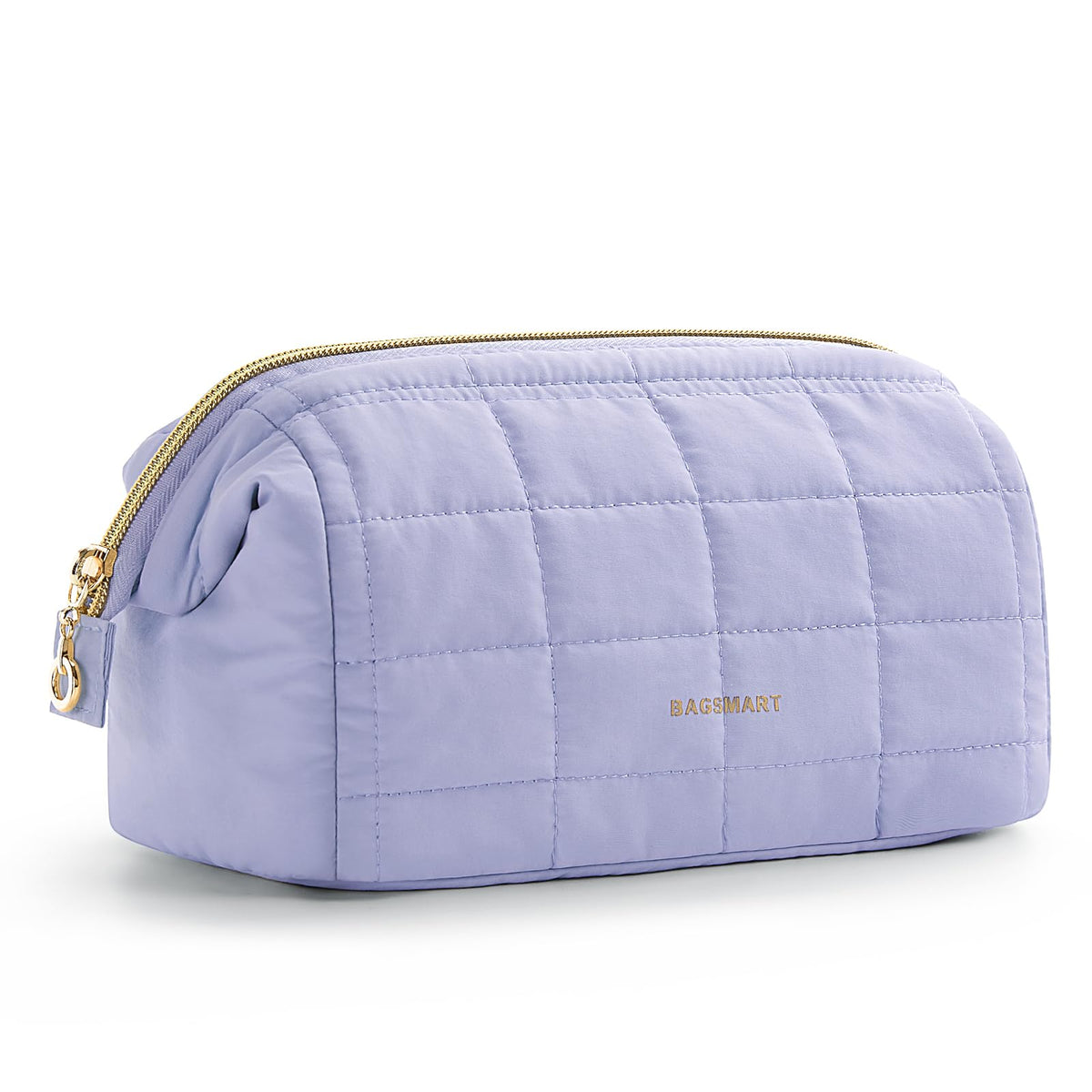 BAGSMART Makeup Bag Travel Toiletry Bag, Wide-open Zipper Pouch, Greige