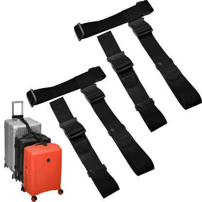 BILIONE 4 Pack Luggage Connector Straps,Connect 3 Suitcases ＆ Add A Bag