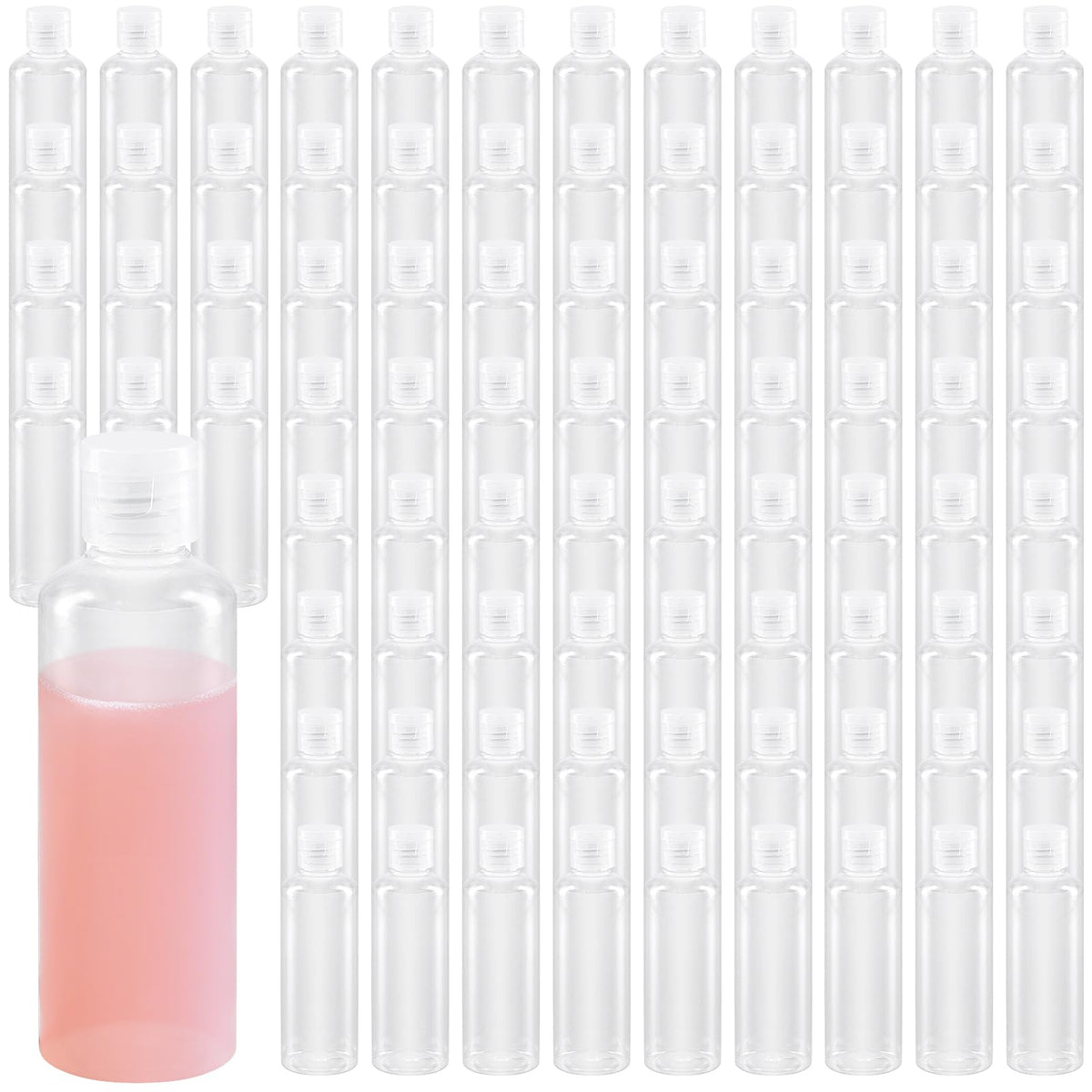 120PCS 2 Oz Clear Plastic Empty Bottles, Plastic Squeeze Bottle with Flip Cap, Refillable Portable Travel Size Bottles Bulk for Shampoo, Lotions, Liquid Body Soap