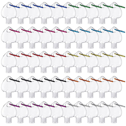 FairySandy 50 Pcs Traveling Bottles with Keychain 2oz Heart Empty Bottle