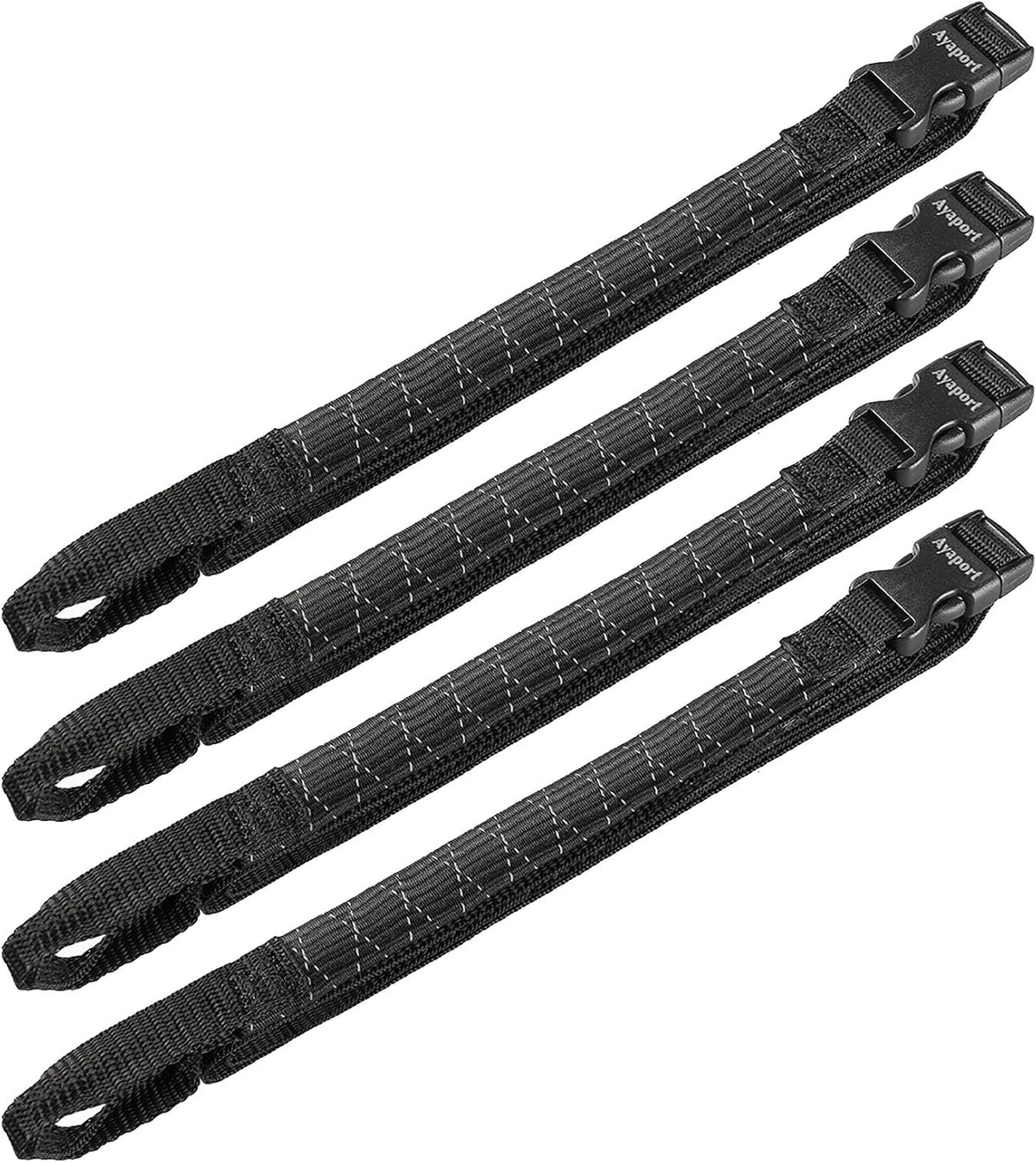 Ayaport Motorcycle Luggage Straps Adjustable Pack Stretch Straps 18"- 60" Black/Reflective for Securing Loads to Motorcycles/Bikes etc. 4Pack