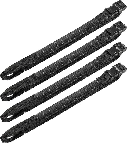 Ayaport Motorcycle Luggage Straps Adjustable Pack Stretch Straps 18"- 60" Black/Reflective for Securing Loads to Motorcycles/Bikes etc. 4Pack