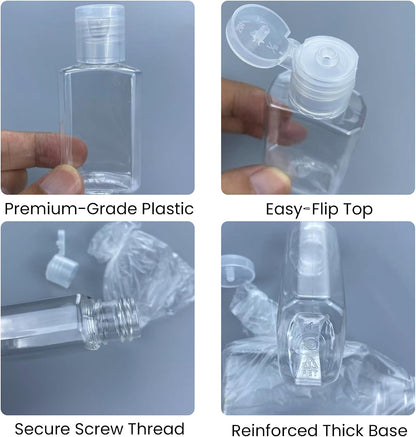 100 Pcs 1 oz Small Travel Bottles for Toiletries,Liquid,Shampoo,Lotion,Cream - Empty Hand Sanitizer Bottles with Flip Caps,Clear Plastic Travel Size Containers Leak Proof Refillable