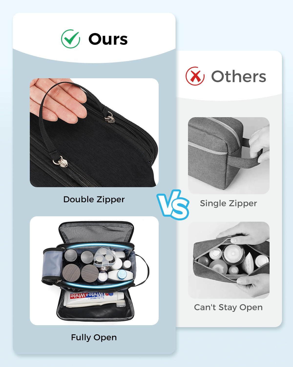 WANDF Travel Toiletry Bag for Men, Dopp Kit for Toiletries
