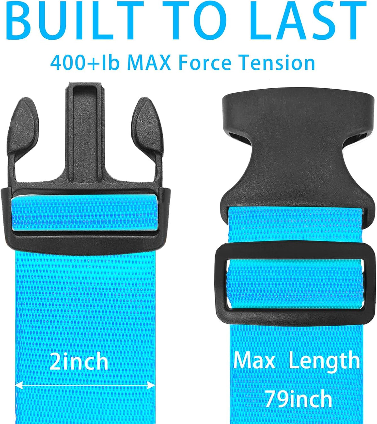 BILIONE Luggage Straps for Suitcases,79" Long Adjustable Luggage Belts