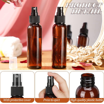 Nuogo 90 Pack 4 oz Plastic Mini Spray Bottles Refillable Travel Size, Amber