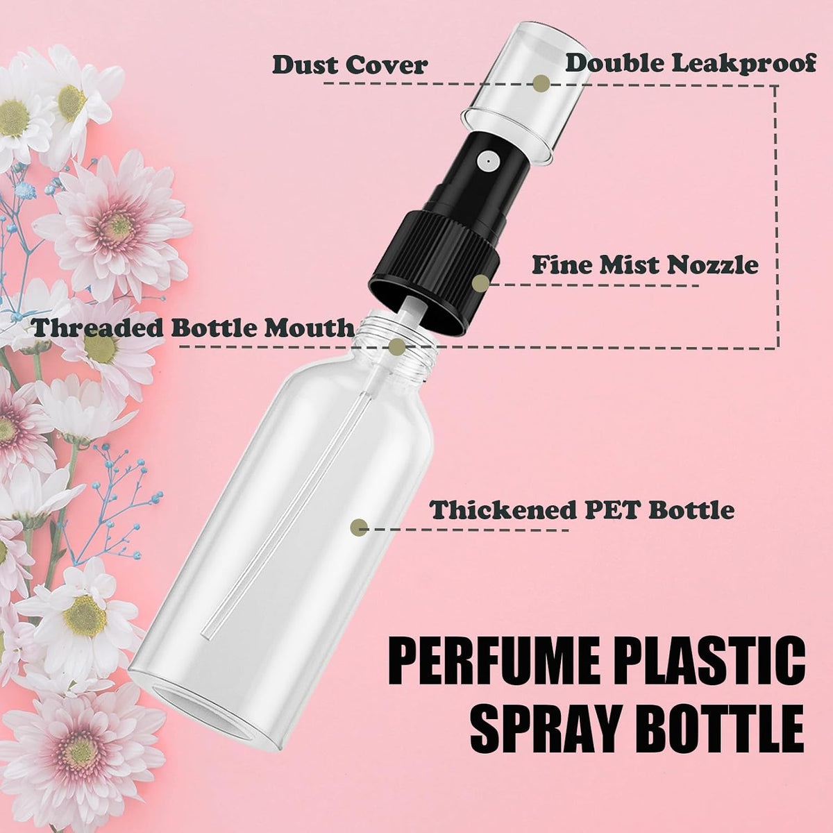 100Pack 2oz Spray Bottles 60ml Small Spray Bottle Bulk Fine Mist Sprayer