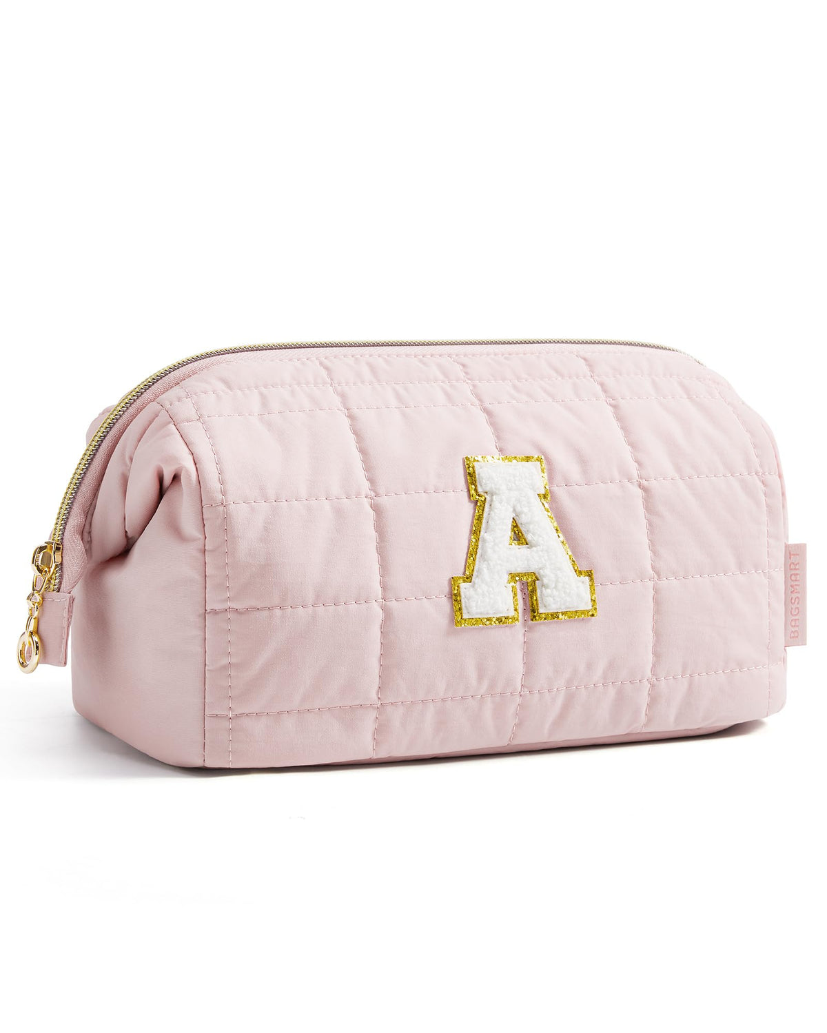 BAGSMART Makeup Bag Travel Toiletry Bag, Wide-open Zipper Pouch, Greige