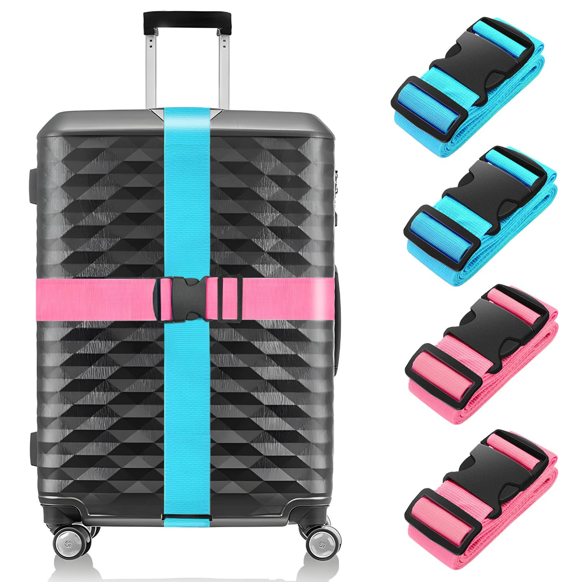 BILIONE Luggage Straps for Suitcases,79" Long Adjustable Luggage Belts