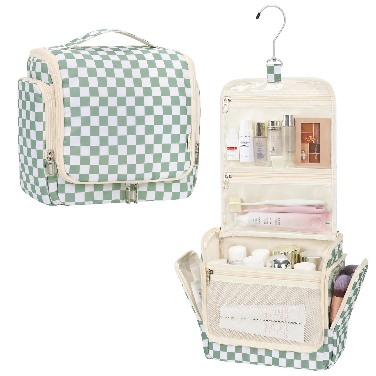 Relavel Hanging Toiletry Bag for Women, Travel Makeup Organizer Bag, Floral