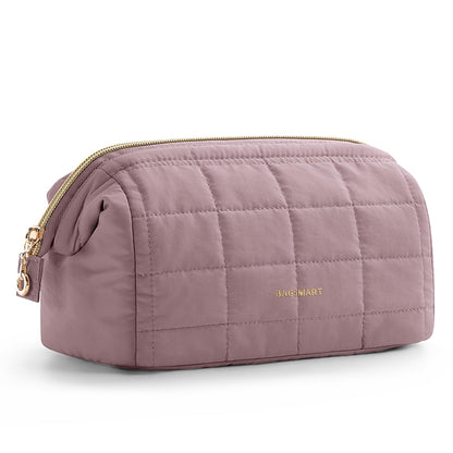 BAGSMART Makeup Bag Travel Toiletry Bag, Wide-open Zipper Pouch, Greige