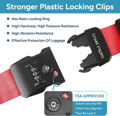 Travel Inspira Heavy Duty Luggage Straps with TSA Lock