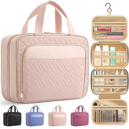 HOTOR Hanging Travel Toiletry Bag Women Men, Rosewood-Pink, Medium