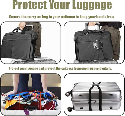 Luggage Straps, Elastic Travel Straps for Securing Luggage, Suitcase & Bag Organizer, Adjustable Hold-Down Straps for Travel Accessories, Carry-On, Checked Bags, Ideal for Travelers (4PCS)