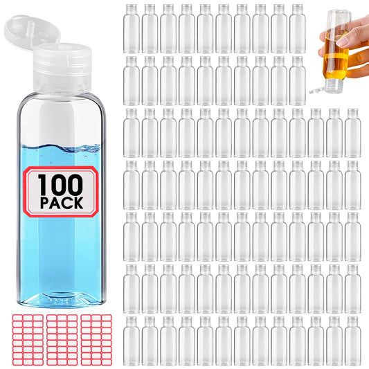 100pcs Empty 3.4 oz Travel Bottles with Flip Cap for Liquids Lotion