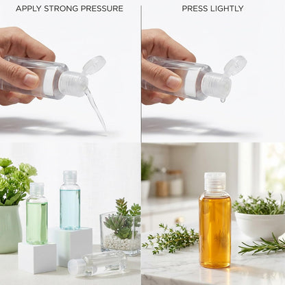 204 Pcs 2 oz Clear Plastic Empty Bottles with Colorless Flip Cap Small Travel Size Shampoo Bottles Transparent Dispenser Container for Liquids Lotion Toiletries