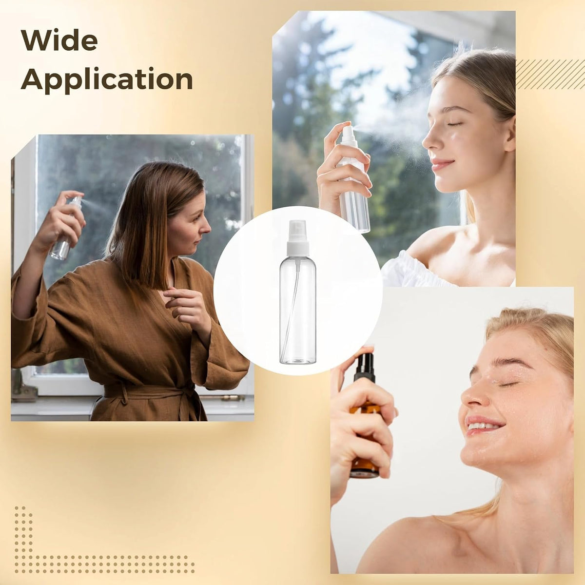 OMISTAR 48 Pcs 4 oz Plastic Spray Bottles - 120 ML Travel Size, Fine Mist Sprayers, Ideal for Perfumes, Cosmetics, Cleaning Solutions, and More, WhiteClear