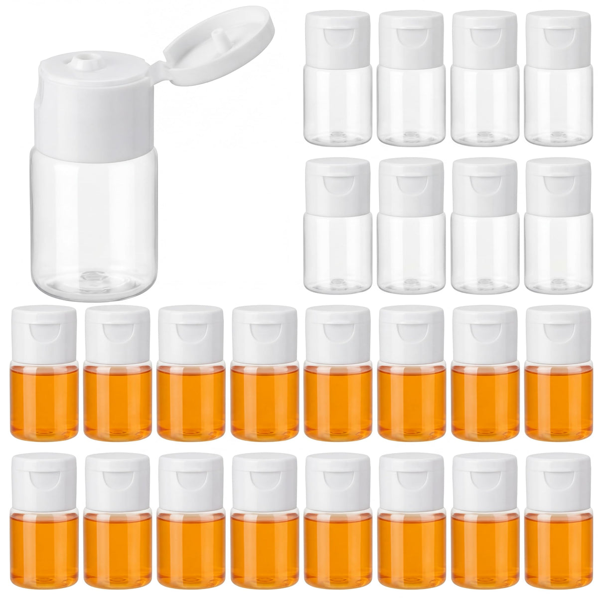 100 Pcs 15 ml/0.5 oz Small Travel Bottles with Flip Cap Leak-proof