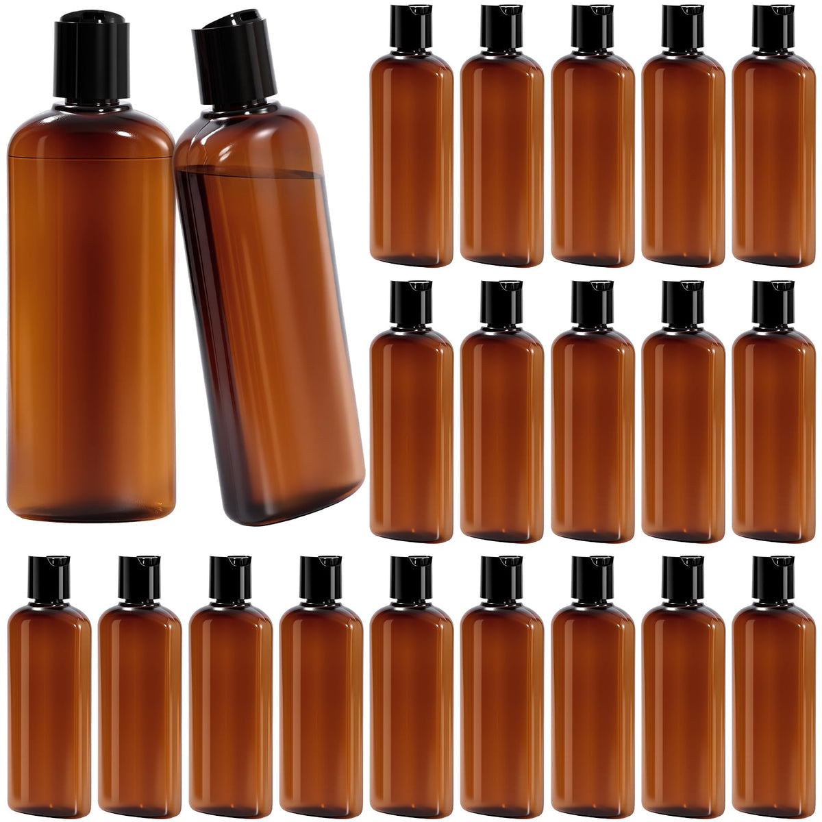 Domensi 24 Pcs Plastic Travel Bottles for Toiletries, 6.8oz, White