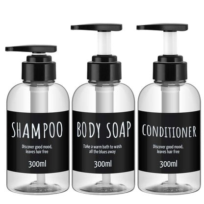 Segbeauty Shampoo and Conditioner Dispensers, 10oz Refillable Pump Bottles for Shower 300ml Body Wash Shampoo Dispenser 3 Packs Empty Plastic Press Bathroom Liquid Body Soap Gel Lotion Dispenser Blue