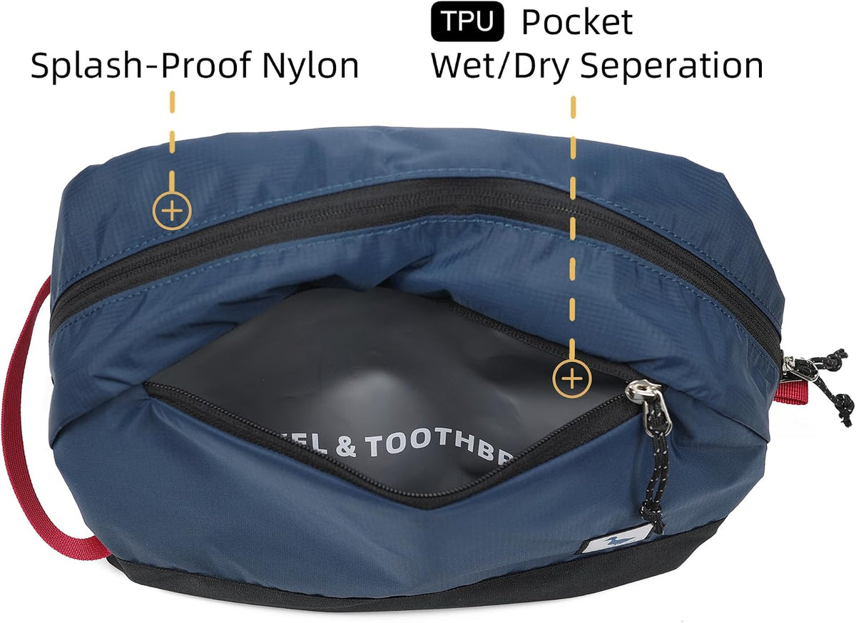 Travel Toiletry Bag 5L, Compact Travel Organizer with Waterproof TPU Wet/Dry Compartment