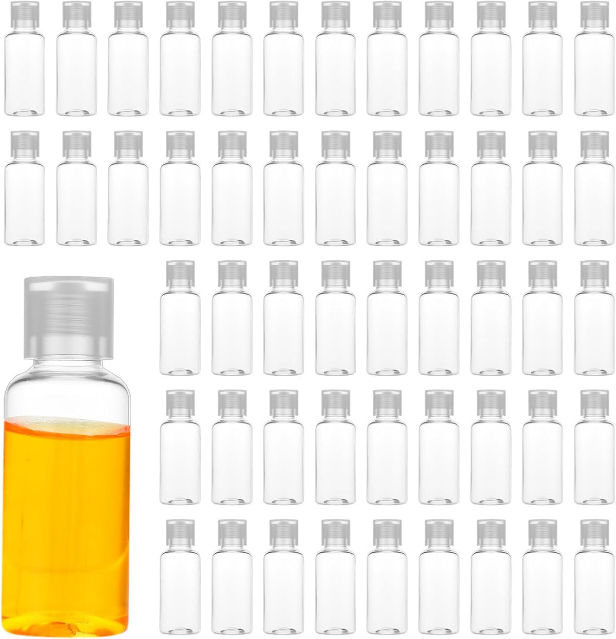 100 Pcs 1 OZ Travel Bottles with Flip Cap - 30 ml Clear Plastic Travel Size Containers, Portable Leak Proof Squeeze Bottles Refillable Empty Cosmetic Containers for Liquid Shampoo Lotion, Clear